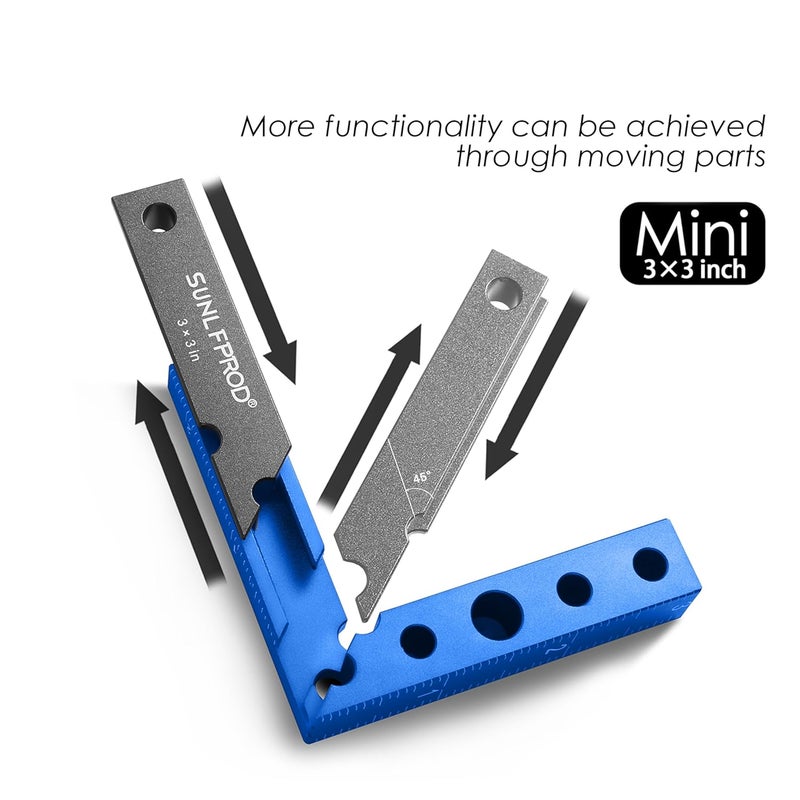 SUNLFPROD Mini Square Woodworking Center Finder 90 Degree Small Square Measuring Tool Woodworking Center Marking Tool Aluminum (Blue-Gray) - Image 3